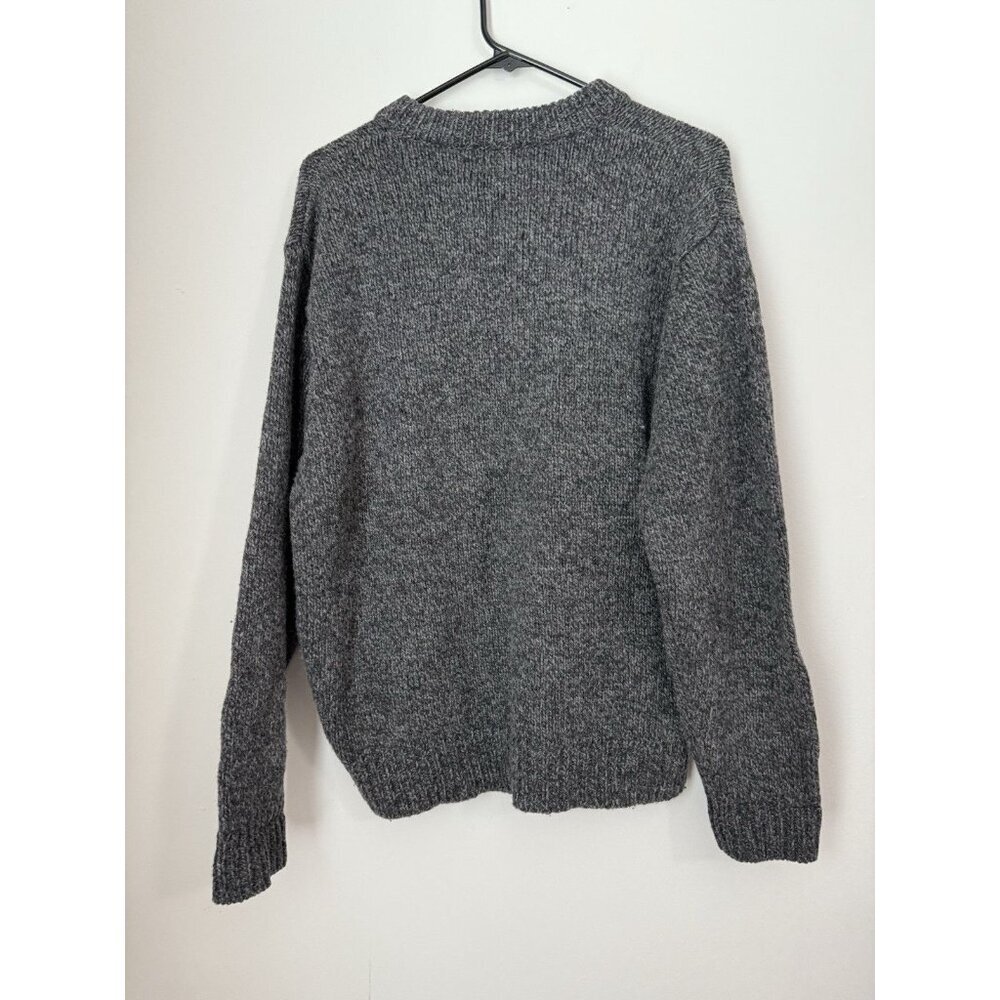 LL Bean 100% Lambs Wool Men's Classic Ragg Sweater Henley Pullover Gray Medium - Picture 7 of 9